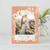 テラコッタモダンコーラルフローラ写真ありがとう サンキューカード (スタンド正面)