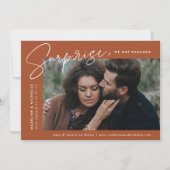 テラコッタモダンサプライズ写真婚約 案内状 (正面)
