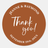 テラコッタモダンサンキュースクリプト結婚式の引き出物 ラウンドシール (正面)