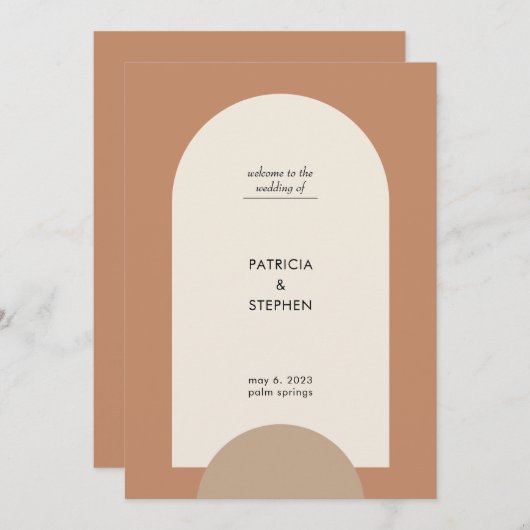 テラコッタモダンサンドボホアーチジオメトリック結婚ス プログラム (正面/裏面)