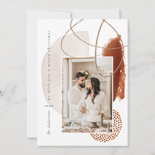 テラコッタモダンジオメトリックフォトホリデーカード シーズンカード (正面)
