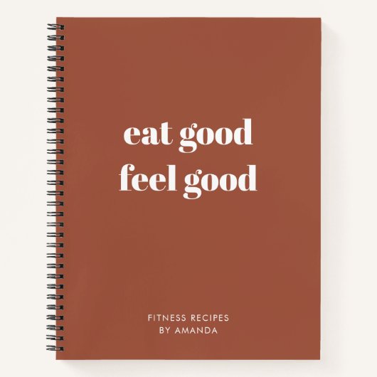 テラコッタモダンジャーナルヘルシーフィットネスレシピ ノートブック (正面)