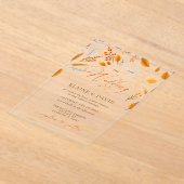 テラコッタモダンスクリプトエレガント秋の結婚式 アクリル招待状 (レイダウン)