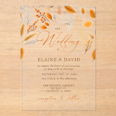 テラコッタモダンスクリプトエレガント秋の結婚式 アクリル招待状 (正面)