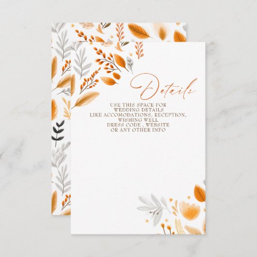 テラコッタモダンスクリプトエレガント秋の結婚式 エンクロージャーカード (正面/裏面)