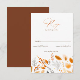 テラコッタモダンスクリプトエレガント秋の結婚式 出欠カード