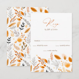 テラコッタモダンスクリプトエレガント秋の結婚式 出欠カード