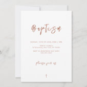 テラコッタモダンスクリプトベビー写真バプテスマ 招待状 (裏面)