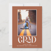 テラコッタモダンタイポグラフィ卒業写真 案内状 (正面)