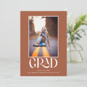 テラコッタモダンタイポグラフィ卒業写真 案内状 (スタンド正面)