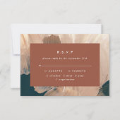 テラコッタモダンティール(緑がかった色)結婚パインターリーのR.S.V.P I 招待状 (正面)