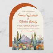 テラコッタモダンデザートカボスランドスケープ結婚ズ 招待状 (正面/裏面)