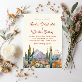 テラコッタモダンデザートカボスランドスケープ結婚ズ 招待状