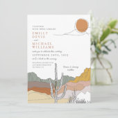 テラコッタモダンデザートラインアート結婚ズ 招待状 (スタンド正面)