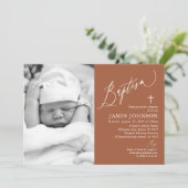 テラコッタモダンバプティスマ写真招待状 招待状 (スタンド正面)