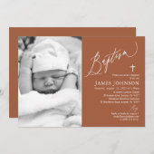 テラコッタモダンバプティスマ写真招待状 招待状 (正面/裏面)