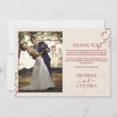 テラコッタモダンバーンスオレンジボホ結婚ズ サンキューカード (正面)