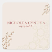 テラコッタモダンバーンスオレンジボホ結婚ズ スクエアシール (正面)