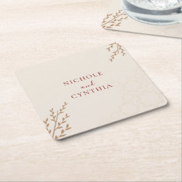 テラコッタモダンバーンスオレンジボホ結婚ズ スクエアペーパーコースター