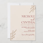 テラコッタモダンバーンスオレンジボホ結婚ズ 招待状 (正面)