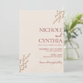 テラコッタモダンバーンスオレンジボホ結婚ズ 招待状 (スタンド正面)