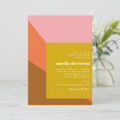 テラコッタモダンピンクシェイプブライダルシャワー 招待状 (スタンド正面)