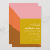 テラコッタモダンピンクシェイプブライダルシャワー 招待状 (正面/裏面)