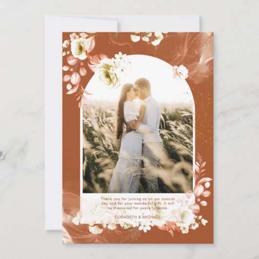 テラコッタモダンフローラ写真ありがとう サンキューカード (正面)