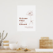 テラコッタモダンフローラ結婚の歓迎サイン ポスター (キッチン)