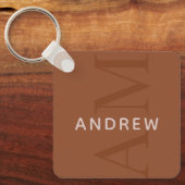 テラコッタモダンブラウンモノグラム（名前あり） キーホルダー (正面)