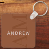 テラコッタモダンブラウンモノグラム（名前あり） キーホルダー (裏面)