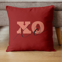 テラコッタモダンブラックXOXOバレンタインギフトラベル クッション