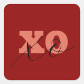 テラコッタモダンブラックXOXOバレンタインギフトラベル スクエアシール (正面)