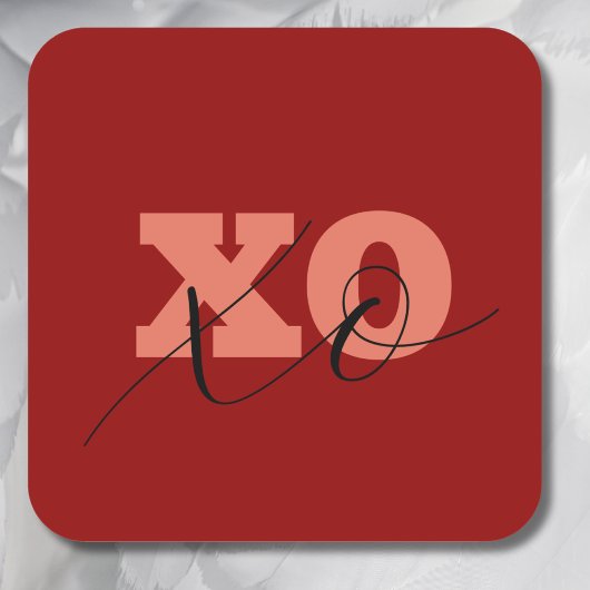 テラコッタモダンブラックXOXOバレンタインギフトラベル スクエアシール