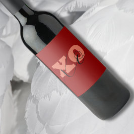 テラコッタモダンブラックXOXOバレンタインギフトラベル ワインラベル