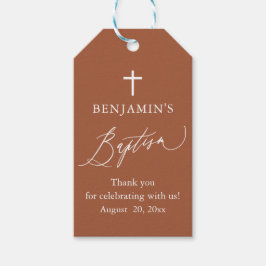テラコッタモダンホワイトクロスバプテスマのギフトラベル ギフトタグ