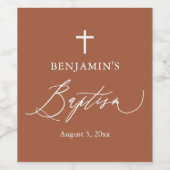 テラコッタモダンホワイトクロスバプテスムワインラベル ワインラベル (シングルラベル)