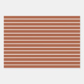 テラコッタモダンホワイトプラストライプイド格子パターン ラッピングペーパーシート (正面3)