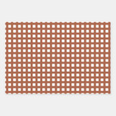テラコッタモダンホワイトプラストライプイド格子パターン ラッピングペーパーシート (正面2)