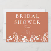 テラコッタモダンホワイトワイルドフラワーブライダルシャワー 招待状 (正面)
