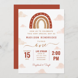 テラコッタモダンボホレインボークラウンズ誕生日 招待状