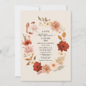 テラコッタモダンボホワイルドフラワーベビーシャワー 招待状 (正面)