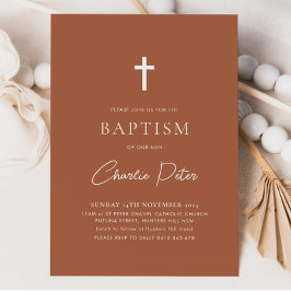 テラコッタモダンボーイズ交差《キリスト教》洗礼式や命名式バプテスマ 招待状