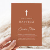 テラコッタモダンボーイズ交差《キリスト教》洗礼式や命名式バプテスマ 招待状