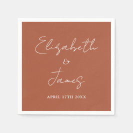 テラコッタモダンミニマリスト結婚スクリプト スタンダードカクテルナプキン