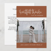 テラコッタモダンミニマル結婚リストの写真フラット サンキューカード (正面/裏面)