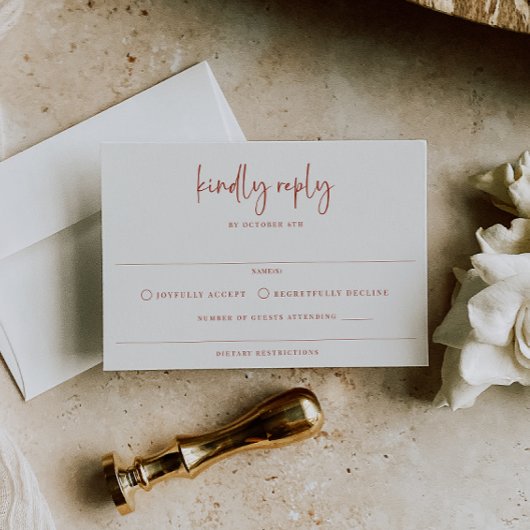 テラコッタモダンミニマル結婚リスト 出欠カード