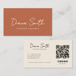 テラコッタモダンミニマルQRコード 名刺
