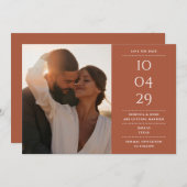 テラコッタモダンミニマ結婚リストの写真 セーブザデート (正面/裏面)