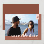 テラコッタモダンモノグラシンプルムフォト結婚ズ セーブザデート (正面/裏面)